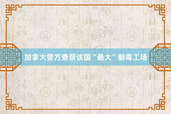 加拿大警方查获该国“最大”制毒工场