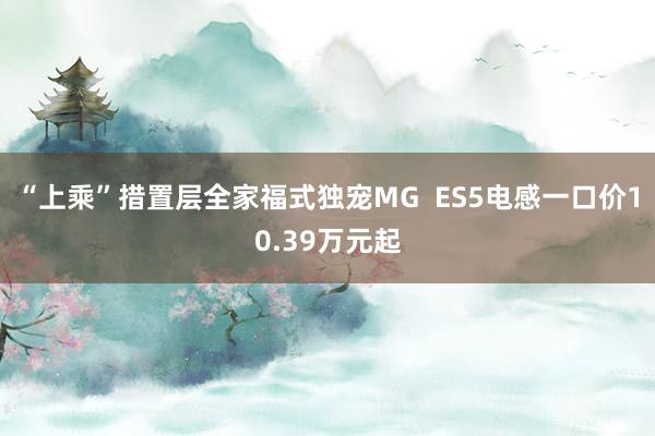 “上乘”措置层全家福式独宠MG  ES5电感一口价10.39万元起